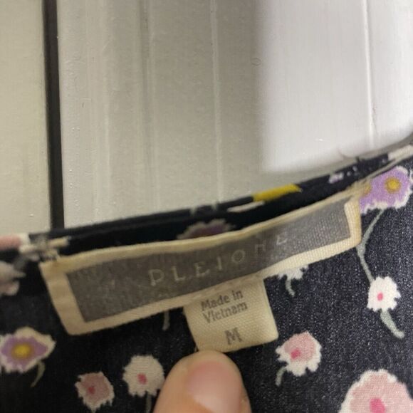 Pleione Anthropologie Floral Top Size Medium Puff Sleeves Workwear Career Blouse - Picture 5 of 8